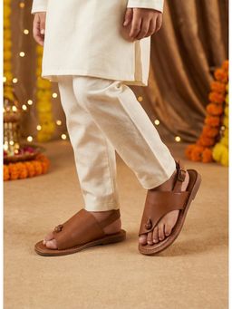 Lil Pitaara - Boys Brown Synthetic Leather Kolhapuri