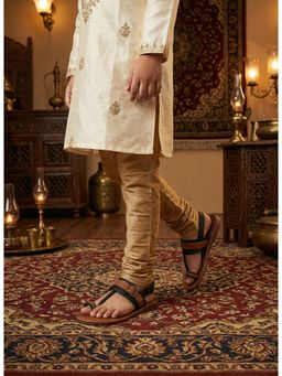 Lil Pitaara - Boys Brown Synthetic Leather Kolhapuri