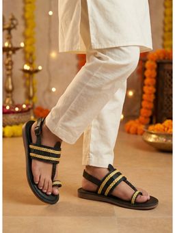 Lil Pitaara - Boys Black Synthetic Leather Kolhapuri