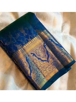 AMRUTKALA SAREES - Blue Designer Banarasi Silk Kanjivaram Saree with Unstitched Blouse