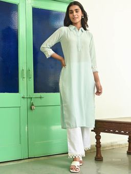 Lavanya The Label - Light Blue Straight Kurta With Pants (Set of 2)