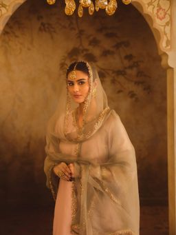 AFRIYA - Pink Gulbano V-Neck A-Line Kurta with Pants and Dupatta