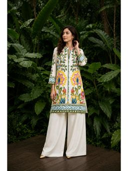 Poppi - Vine Printed Off White Kurta and Palazzo