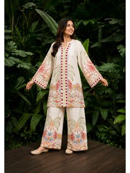 Poppi - Oasis Printed Off White Kurta and Palazzos