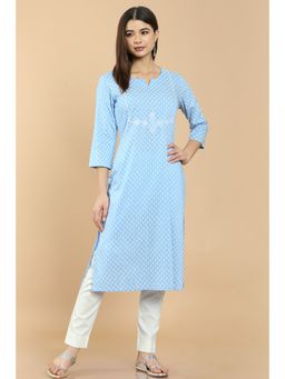 Soch - Powder Blue Kurta with Woven Motifs