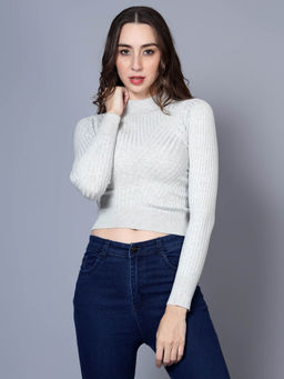 BROOWL - Grey Womens Crop Sweater