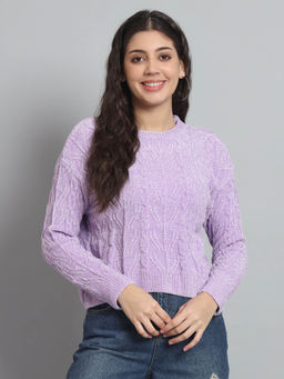 BROOWL - Lavender Womens Round Neck Sweater