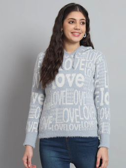 BROOWL - Blue Womens Hooded Sweater