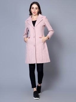 BROOWL - Peach Womens Long Woolen Coat