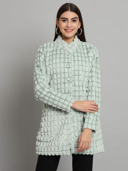 BROOWL - Green Womens Fur Long Coat