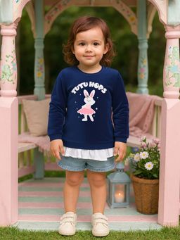 MINI KLUB - Cotton Full Sleeves Text Printed Sweatshirt - Blue