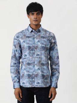 Greenfibre - Aqua Blue 100% Cotton Printed Casual Shirt