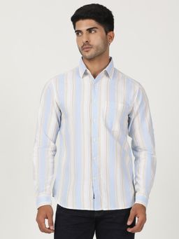 Greenfibre - Light Blue 100% Cotton Striped Casual Shirt
