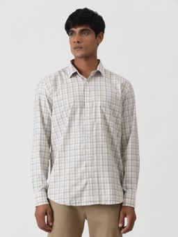 Greenfibre - Beige Blended Checked Semi Casual Shirt
