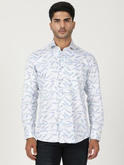 Greenfibre - Blue 100% Cotton Printed Party Wear Shirt