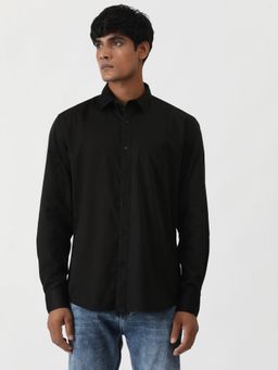 Greenfibre - Black 100% Cotton Solid Semi Casual Shirt