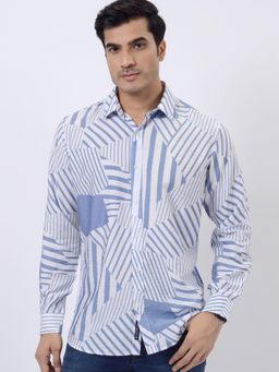 JadeBlue - White 100% Cotton Printed Casual Shirt