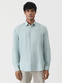 Greenfibre - Light Blue Blended Striped Semi Casual Shirt