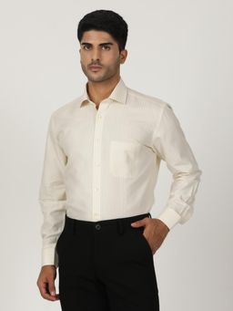 Greenfibre - Light Yellow Blended Striped Formal Shirt