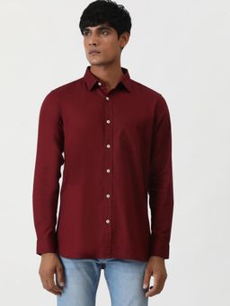Greenfibre - Maroon 100% Cotton Solid Casual Shirt
