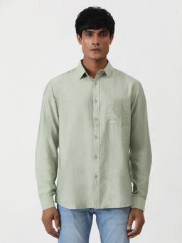Greenfibre - Green Blended Solid Casual Shirt