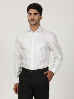 Greenfibre - White Blended Striped Formal Shirt