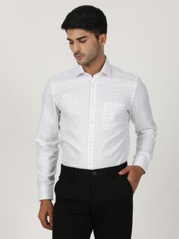 Greenfibre - White Blended Checked Formal Shirt