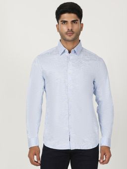 Greenfibre - Light Blue 100% Cotton Printed Casual Shirt