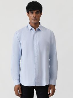 Greenfibre - Light Blue Blended Striped Semi Casual Shirt