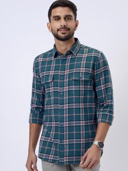 JadeBlue - Green 100% Cotton Checked Casual Shirt