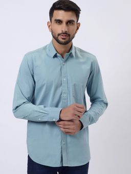 JadeBlue - Saje Green 100% Cotton Solid Semi Casual Shirt