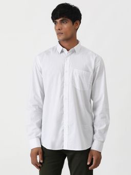 Greenfibre - White 100% Cotton Printed Semi Casual Shirt
