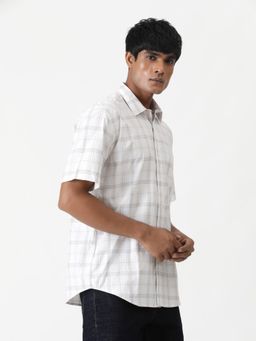Greenfibre - White Blended Checked Semi Casual Shirt