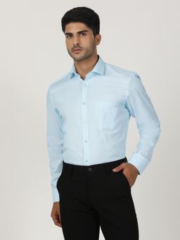 Greenfibre - Sky Blue Blended Solid Formal Shirt