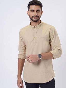 JadeBlue - Beige 100% Cotton Casual Shirt - Regular Fit, Solid