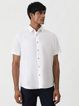 Greenfibre - White 100% Cotton Solid Casual Shirt
