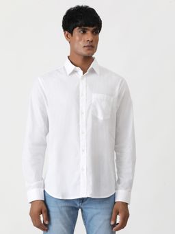 Greenfibre - White 100% Cotton Solid Casual Shirt