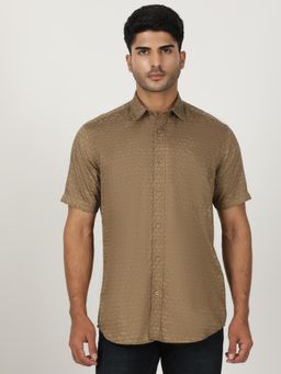 Greenfibre - Brown Blended Printed Semi Casual Shirt