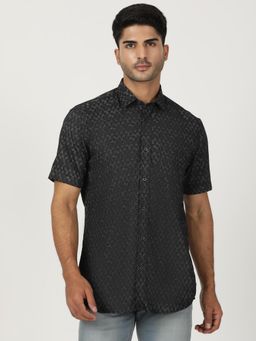 Greenfibre - Black Blended Printed Semi Casual Shirt