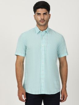Greenfibre - Green 100% Cotton Checked Semi Casual Shirt