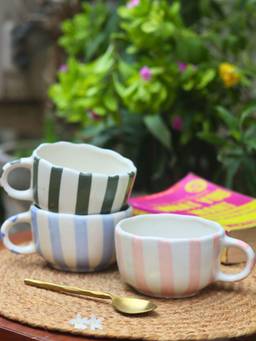 WEAVING HOMES - Pack of 3 The Striped Mugs