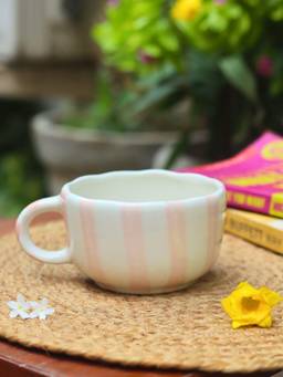 WEAVING HOMES - Pink Striped Mug Microwave and Dishwasher Safe