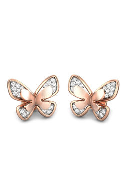 Candere by Kalyan Jewellers - 18K BIS Hallmark Rose Gold and Diamond Butterfly Earrings