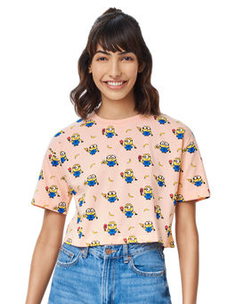 The Souled Store - Official Minions Foodie Oversized Cropped T-Shirts for Womens