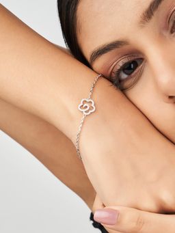 Nistra - 925 Sterling Silver Floral Bracelet (Adjustable)