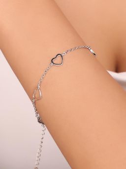 Nistra - 925 Sterling Silver Heartstrings Bracelet (Adjustable)