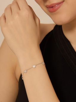 Nistra - 925 Sterling Silver Five Hearts Bracelet (Adjustable)