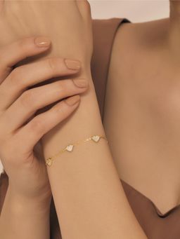 Nistra - 925 Sterling Silver Five Hearts Bracelet (Adjustable)