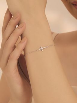 Nistra - 925 Sterling Silver Jesus Cross Bracelet (Adjustable)
