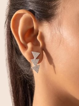 Nistra - 925 Sterling Silver Triple Gleam Drop Earrings